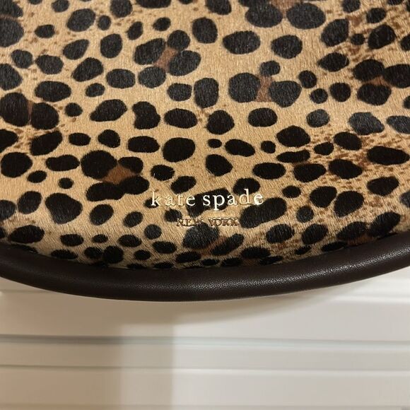 NWOT Kate Spade smile leopard calf hair small shoulder bag AUTHENTIC Brown BAG - Picture 2 of 8